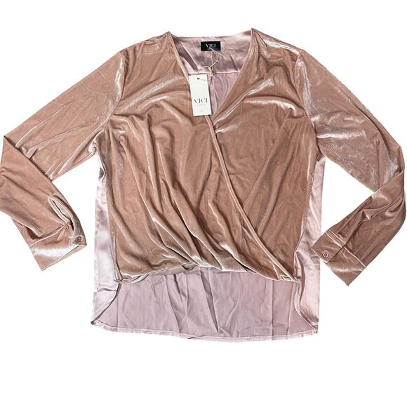 VICI XL Fate New w/ Tags Dusty Rose Velour Ladies Top Polyester Blend - Picture 1 of 5